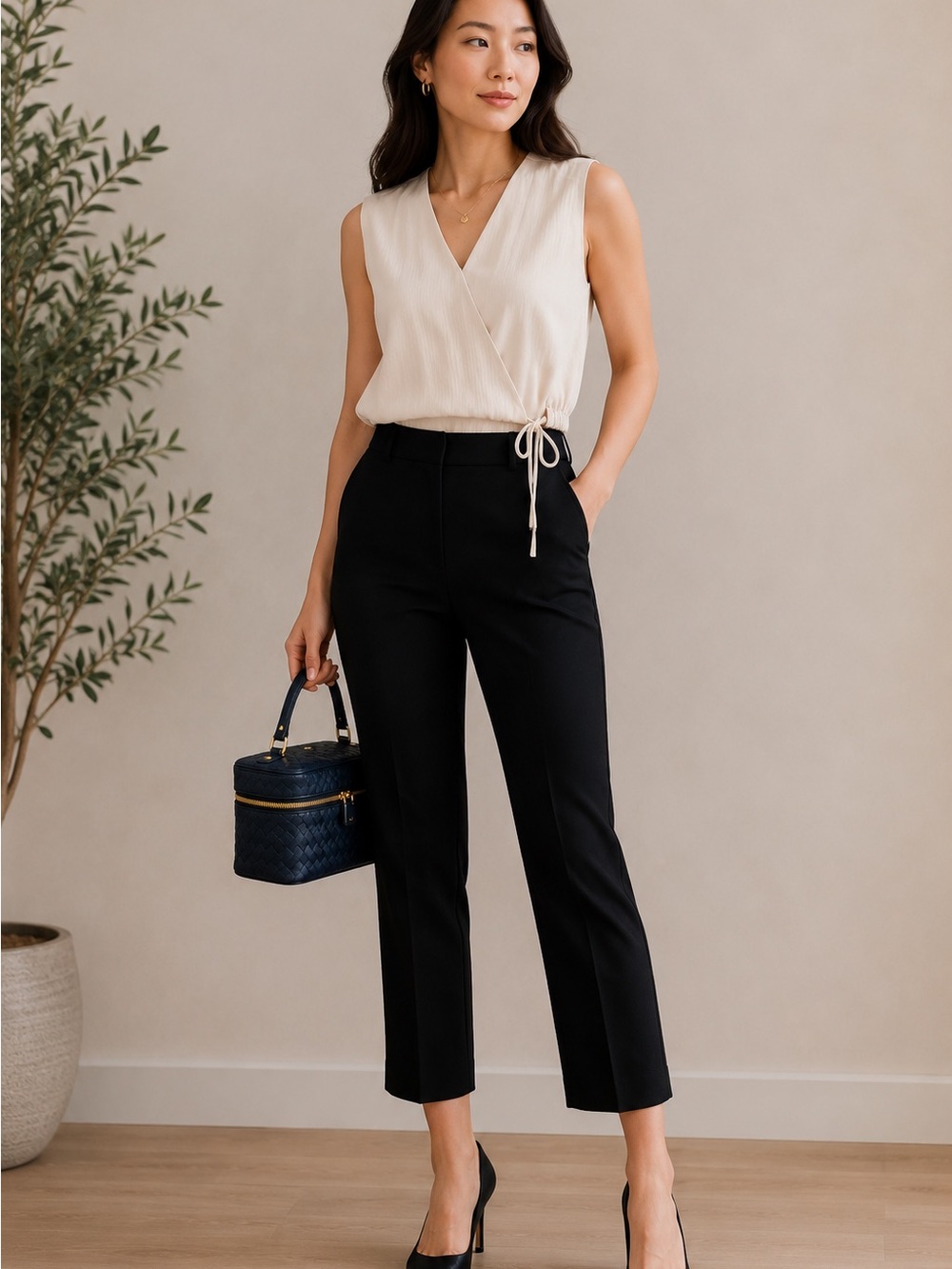 NWT Ann Taylor The Jayne Crop Black Mid Rise Stretch Ankle Trouser Pants 6P